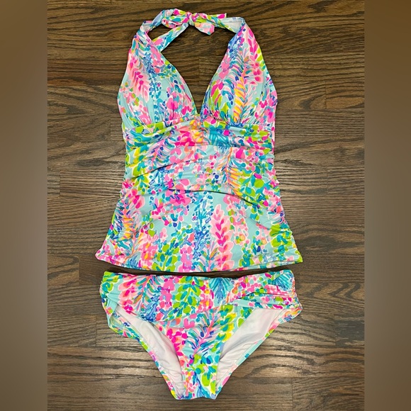 Lilly Pulitzer Size 4 Catch the Wave Bliss Tankini and Blossom Bikini Bottom - Picture 4 of 4